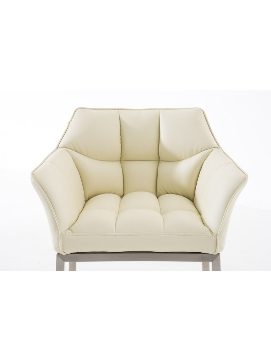 Taburete de bar Damaso E con estructura de 4 pies, crema