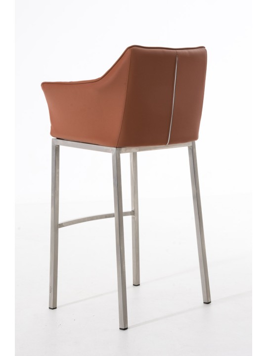 Taburete de bar Damaso E con estructura de 4 pies, marrón claro