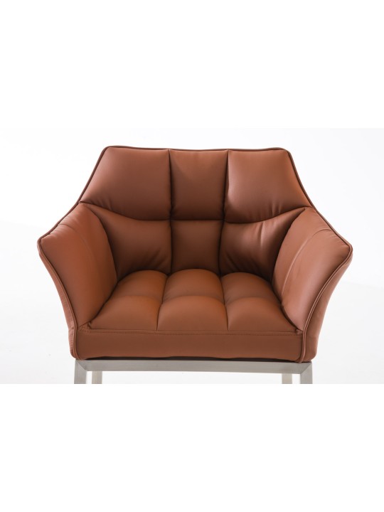 Taburete de bar Damaso E con estructura de 4 pies, marrón claro