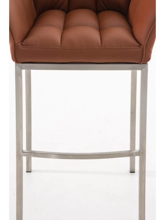 Taburete de bar Damaso E con estructura de 4 pies, marrón claro