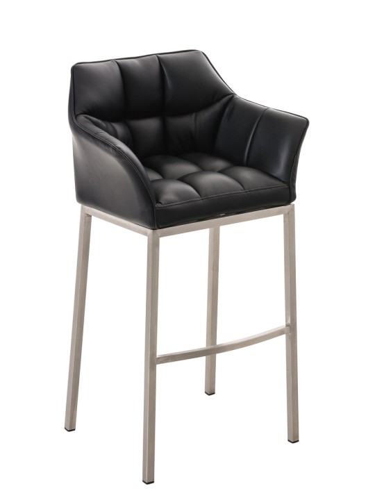 Taburete de bar Damaso E con estructura de 4 pies, negro