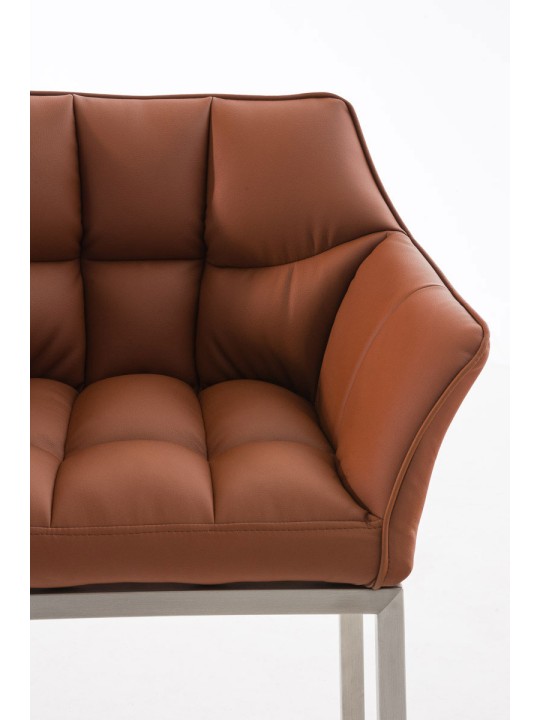 Taburete de bar Damaso E con estructura de 4 pies, marrón claro