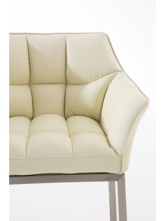 Taburete de bar Damaso E con estructura de 4 pies, crema