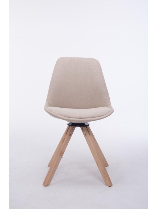 Silla de visita cuadrada giratoria Troyes de tela Natura, crema