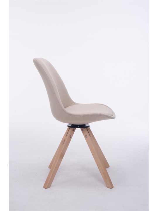 Silla de visita cuadrada giratoria Troyes de tela Natura, crema