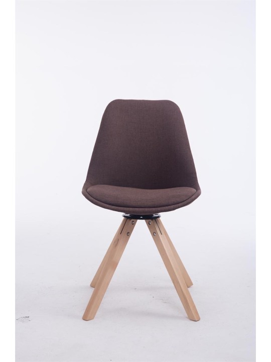 Silla de visita cuadrada giratoria Troyes de tela Natura, marrón