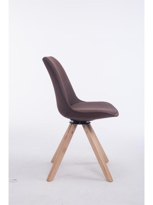 Silla de visita cuadrada giratoria Troyes de tela Natura, marrón