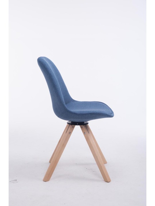 Silla de visita cuadrada giratoria Troyes de tela Natura, azul