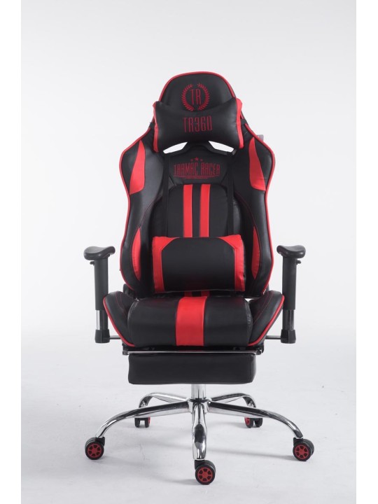 Silla de oficina Racing Limit con reposapiés, negro/rojo