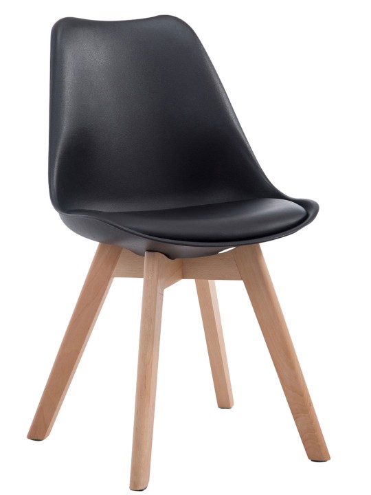 Silla de visita Borneo V2 Natura cuero artificial, negro