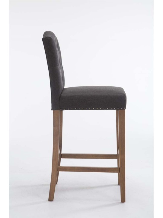 Taburete de bar Louise tela antiguo-claro, gris oscuro