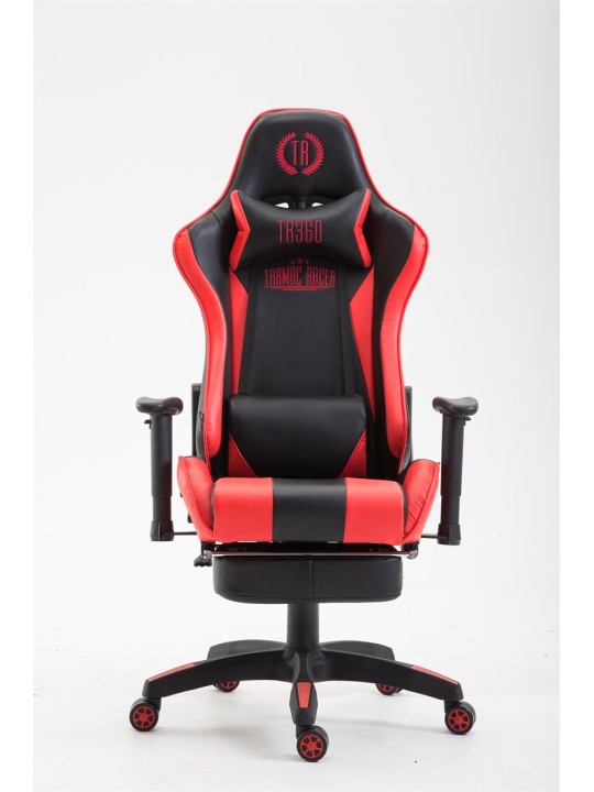 Silla de oficina Boavista símil piel con reposapiés, negro/rojo Silla de oficina Boavista símil piel con reposapiés, negro/rojo