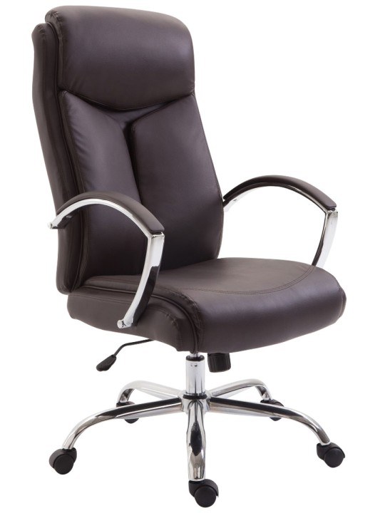 Silla de oficina Vaud piel sintética, marrón