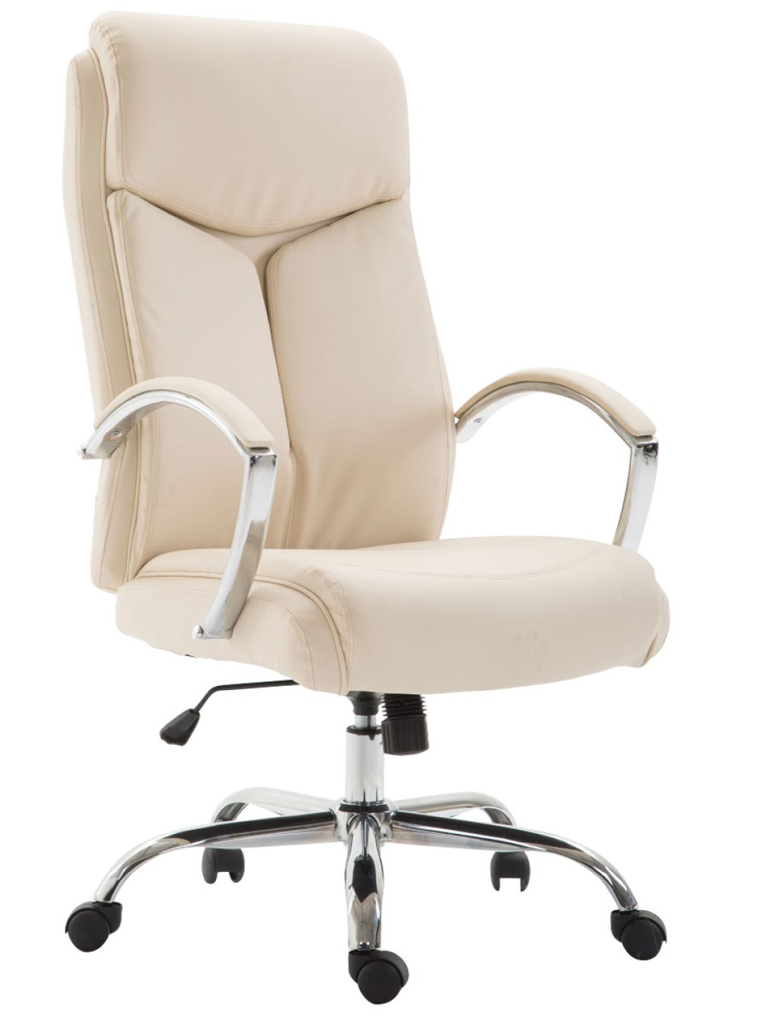 Silla de oficina Vaud piel sintética, crema