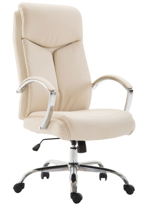 Silla de oficina Vaud piel sintética, crema