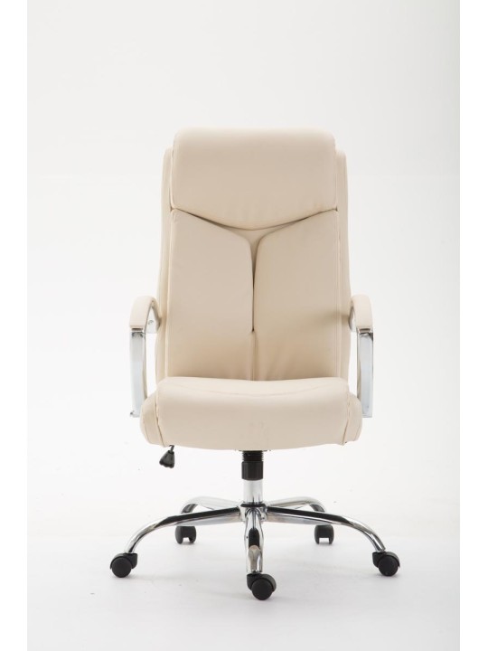 Silla de oficina Vaud piel sintética, crema