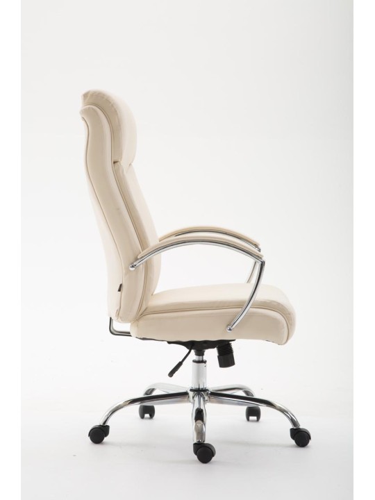 Silla de oficina Vaud piel sintética, crema
