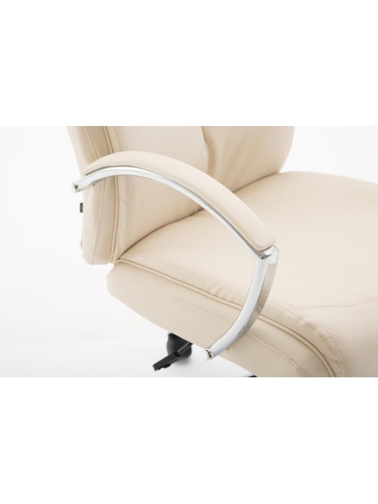 Silla de oficina Vaud piel sintética, crema
