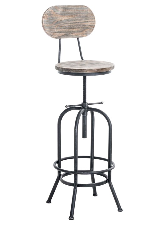 Taburete de bar Pino, madera, plata antigua