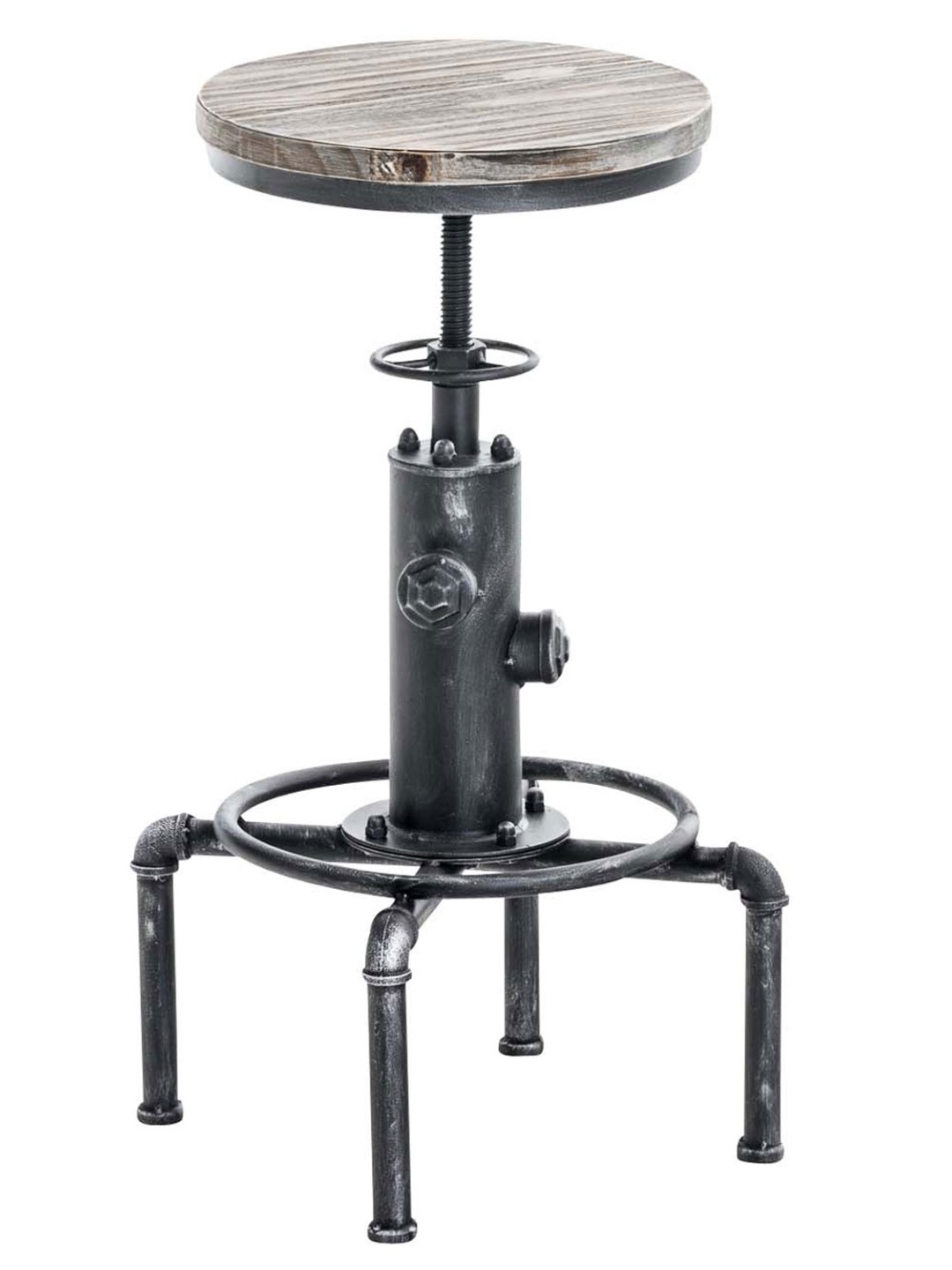 Taburete de bar Lumos, madera, plata antigua