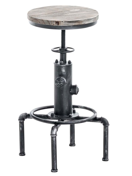 Taburete de bar Lumos, madera, plata antigua