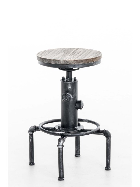 Taburete de bar Lumos, madera, plata antigua