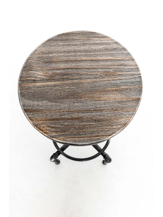 Taburete de bar Lumos, madera, plata antigua