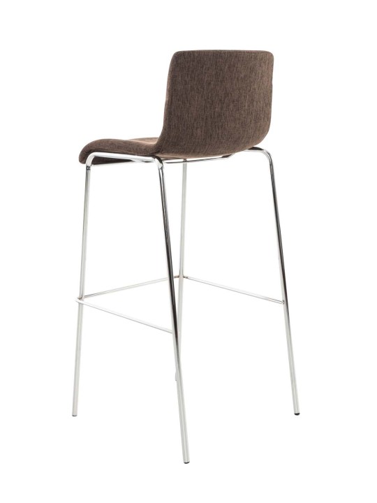 Taburete de bar Hoover tela estructura de 4 pies cromo, marrón