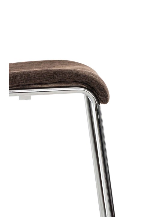 Taburete de bar Hoover tela estructura de 4 pies cromo, marrón
