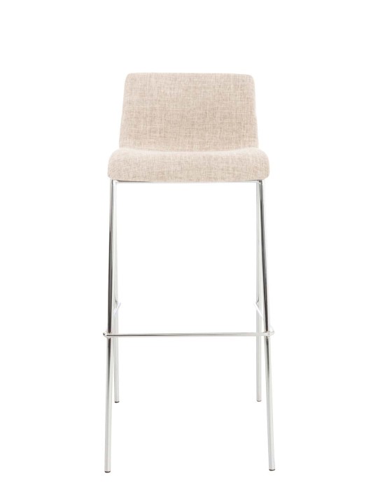Taburete de bar Hoover tela estructura de 4 pies cromo, crema