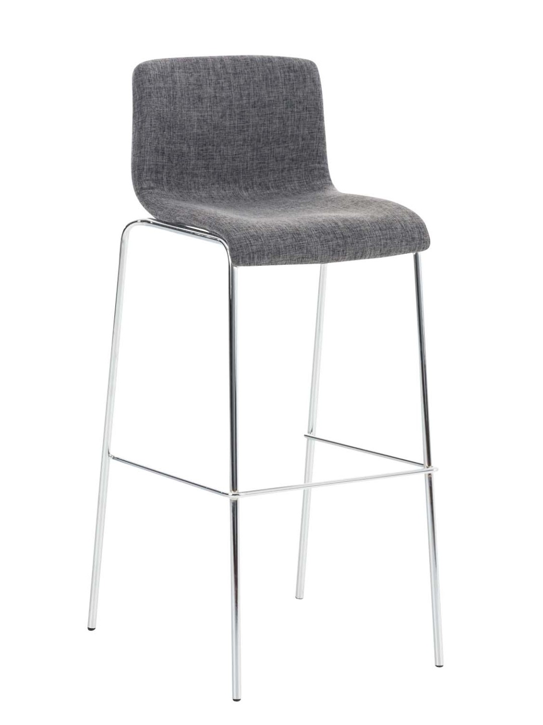 Taburete de bar Hoover tela estructura de 4 pies cromo, gris claro