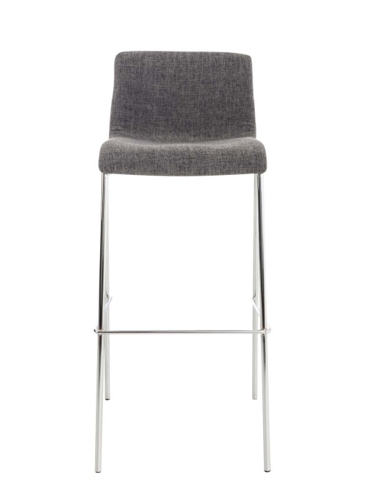 Taburete de bar Hoover tela estructura de 4 pies cromo, gris claro