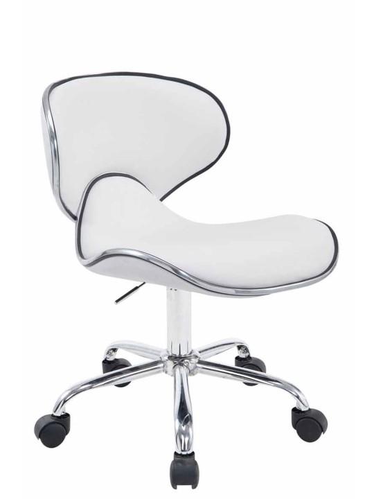 Taburete de trabajo Las Vegas V2 cuero artificial, blanco