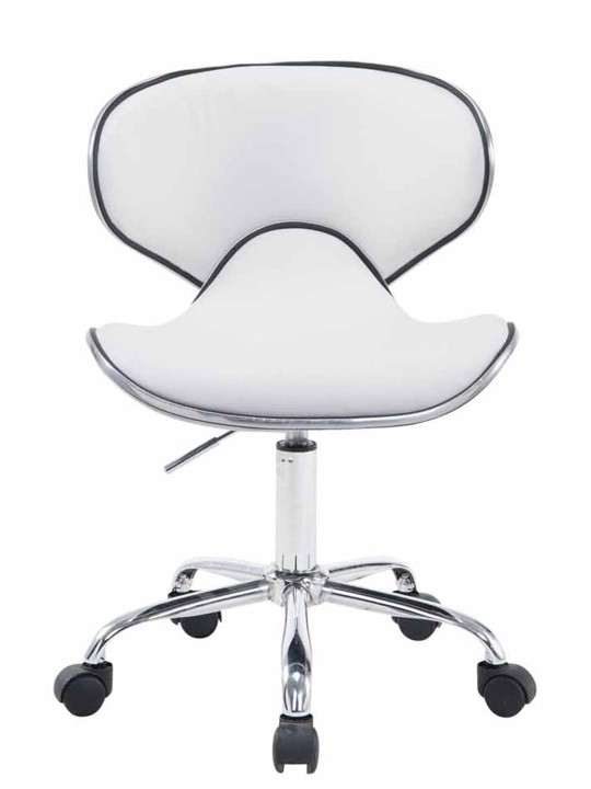 Taburete de trabajo Las Vegas V2 cuero artificial, blanco