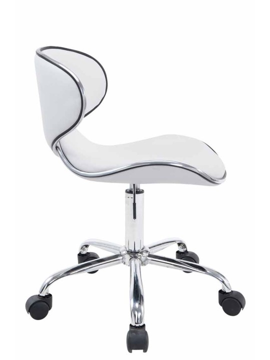 Taburete de trabajo Las Vegas V2 cuero artificial, blanco