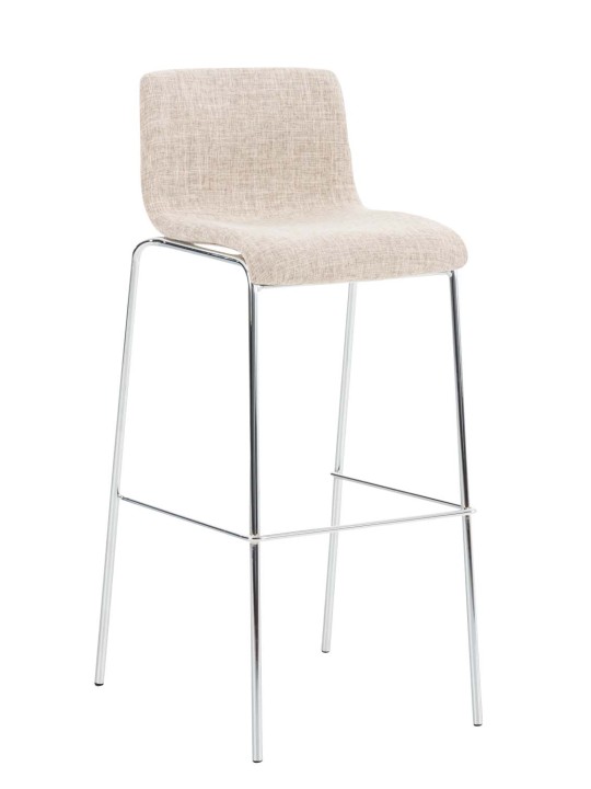Juego de 2 taburetes de bar Hoover de tela con estructura de 4 pies cromada, crema Juego de 2 taburetes de bar Hoover de tela con estructura de 4 pies cromada, crema