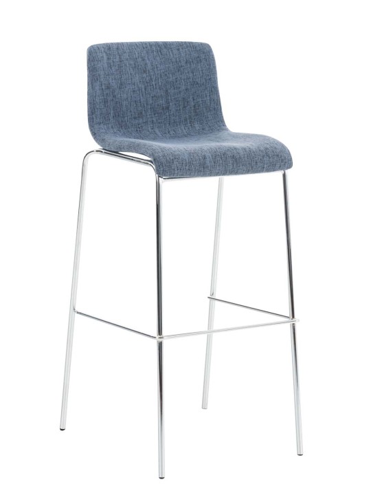 Juego de 2 taburetes de bar Hoover de tela con estructura de 4 pies cromada, azul Juego de 2 taburetes de bar Hoover de tela con estructura de 4 pies cromada, azul