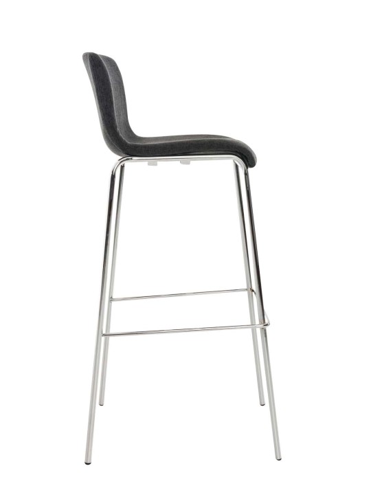 Juego de 2 taburetes de bar Hoover de tela con estructura de 4 pies cromada, gris oscuro