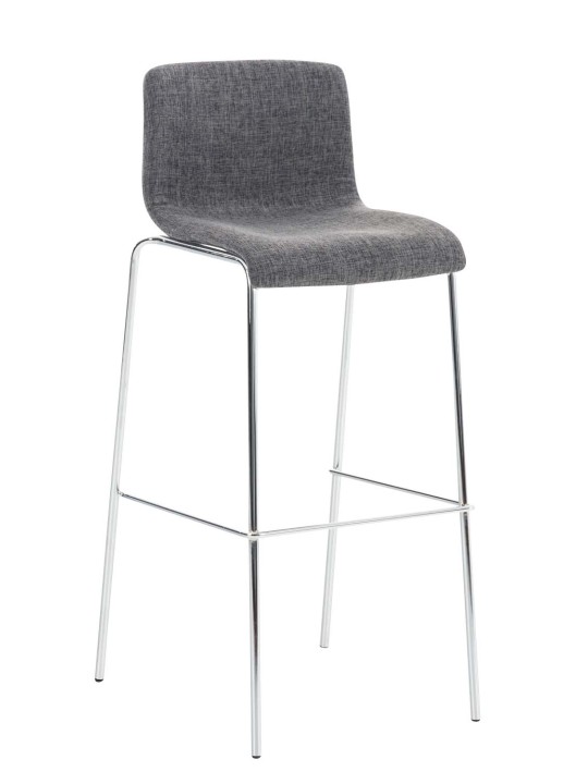 Juego de 2 taburetes de bar Hoover de tela con estructura de 4 pies cromada, gris claro Juego de 2 taburetes de bar Hoover de tela con estructura de 4 pies cromada, gris claro