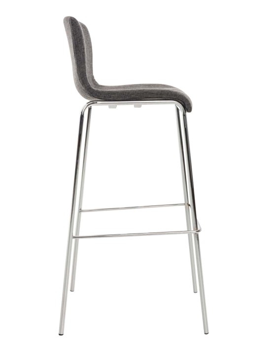 Juego de 2 taburetes de bar Hoover de tela con estructura de 4 pies cromada, gris claro Juego de 2 taburetes de bar Hoover de tela con estructura de 4 pies cromada, gris claro