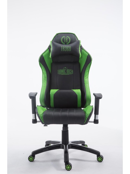 Silla de oficina Racing Shift X2 de cuero artificial sin reposapiés, negro/verde