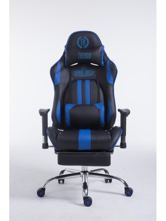 Silla de oficina Racing Limit V2 de cuero artificial con reposapiés, negro/azul Silla de oficina Racing Limit V2 de cuero artificial con reposapiés, negro/azul