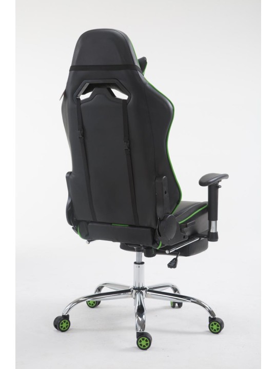 Silla de oficina Racing Limit V2 de cuero artificial con reposapiés, negro/verde