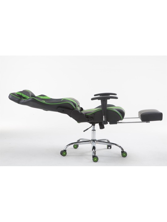Silla de oficina Racing Limit V2 de cuero artificial con reposapiés, negro/verde