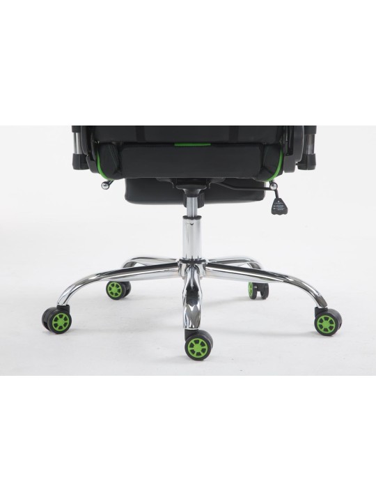 Silla de oficina Racing Limit V2 de cuero artificial con reposapiés, negro/verde