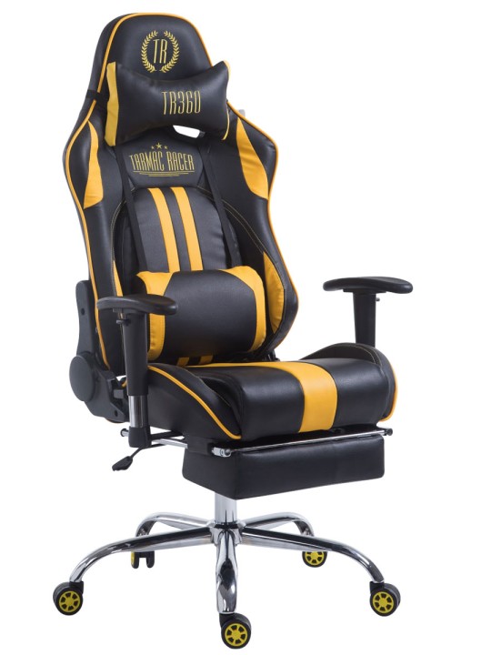Silla de oficina Racing Limit V2 de cuero artificial con reposapiés, negro/amarillo Silla de oficina Racing Limit V2 de cuero artificial con reposapiés, negro/amarillo
