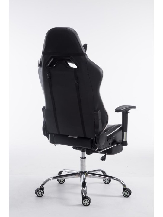 Silla de oficina Racing Limit V2 de cuero artificial con reposapiés, negro/blanco