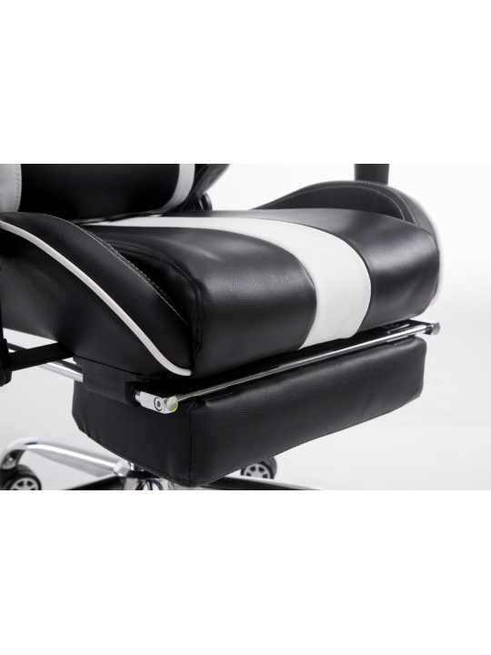 Silla de oficina Racing Limit V2 de cuero artificial con reposapiés, negro/blanco