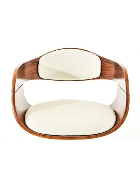 Juego de 2 taburetes de bar Kingston C piel sintética, nogal/blanco Juego de 2 taburetes de bar Kingston C piel sintética, nogal/blanco