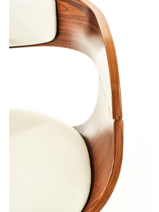 Juego de 2 taburetes de bar Kingston C piel sintética, nogal/blanco Juego de 2 taburetes de bar Kingston C piel sintética, nogal/blanco